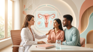İnfertilite (kısırlık) tedavisi gören bir çiftin uzman doktorla görüşme anı.